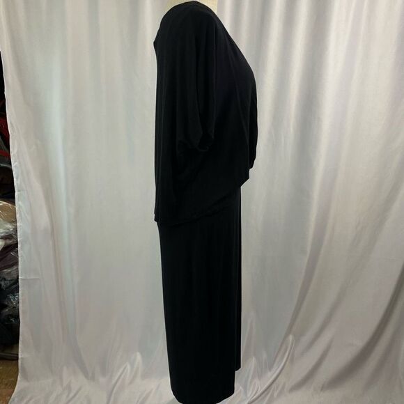 NWT Bobeau Black Dress Dolman Sleeves Tie Front Layered Knit Woman’s Sz Medium N - Picture 10 of 14